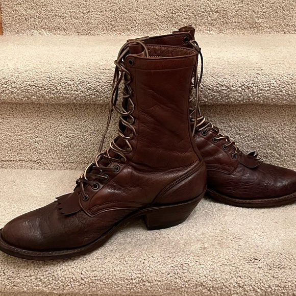 ROPER HANDMADE BOOTS VTG WESTERN STYLE HEAVY COWHIDE LEATHER EUC SZ. 9 1/2 E - Picture 3 of 6